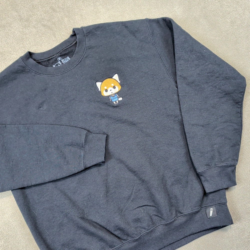 Aggretsuko Sanrio Sweatshirt Womens Medium Black Ripple Junction Anime Crewneck